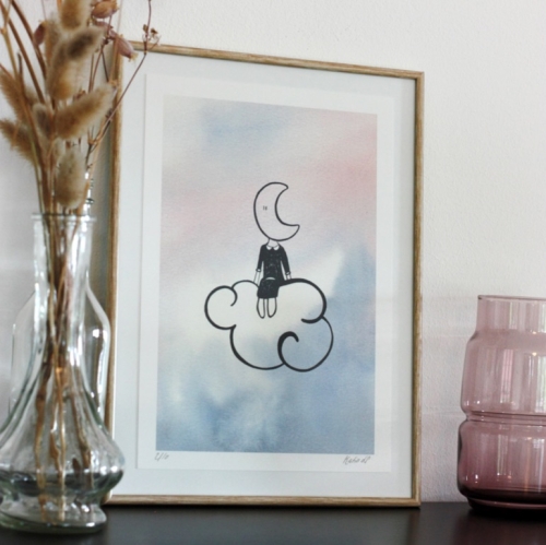 La tête dans la lune (claire) – Affiche A5