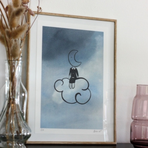 La tête dans la lune (foncé) – Affiche A5