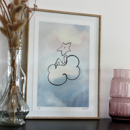 La tête dans les étoiles (claire) – Affiche A5