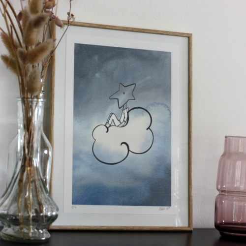 La tête dans les étoiles (foncé) – Affiche A5