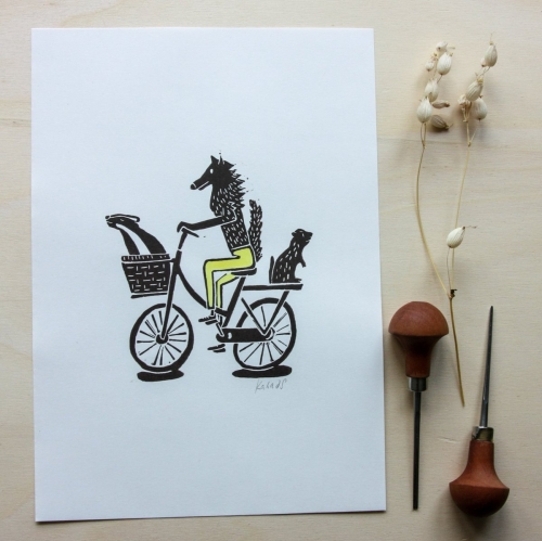 Linogravure - Loup et compagnie 2