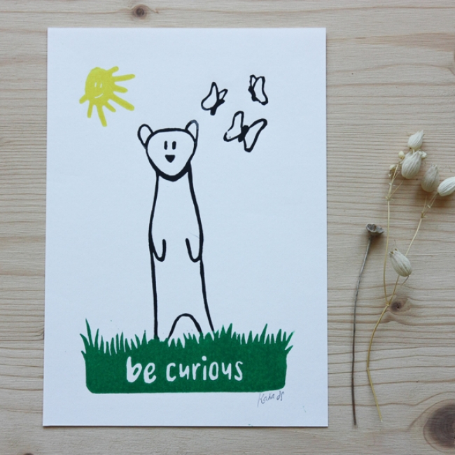Linogravure - Be curius